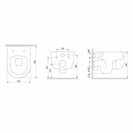 Унитаз подвесной Damixa Sirius DX86C1700SC безободковый, с сиденьем микролифт