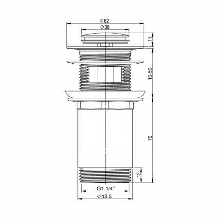 Донный клапан для раковины с переливом Wellsee Drainage System 182132000, латунь, розовое золото