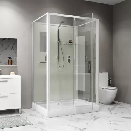 Душевая кабина Niagara Standart ST100/80/15Q/BK (100х80х200) прямоугольник,поддон 15см,распашная,проф.белый,без крыши