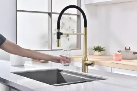 Смеситель для кухни Paulmark MAGNETO ONE Ma213188-SBG, светлое брашированное золото