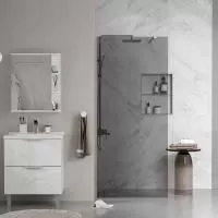 Душевая перегородка, ограждение Reflexion RX20090TCR-20 Walk in 200x90см, тонированное закаленное стекло 8мм, хромированный профиль