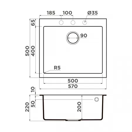 Кухонная мойка Omoikiri Bosen 57-GR Tetogranit leningrad grey 4993556