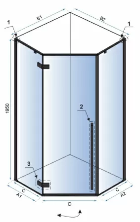 Душевой уголок Rea Diamond Black 100x100 K5623