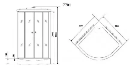Душевая кабина Niagara Luxe NG-7701G (90x90х210) низкий поддон(15см),дверь раздвижная,стенки золото,3 места