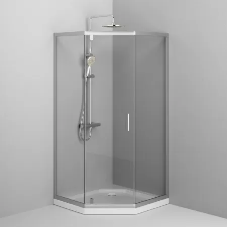 W90G-405-090MT Душевое ограждение AM.PM Gem 5-corner Pivot 90x90 стекло прозрачное, профиль матовый хром