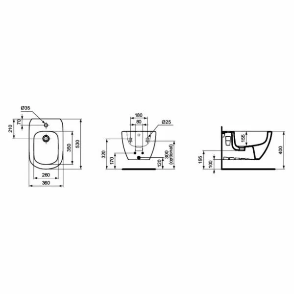 Биде подвесное Ideal Standard Tesi T355201