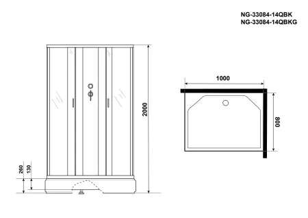 Душевая кабина Niagara Classic NG-3301-14BKT (90х90х210) средний поддон(26см),стекло матовое