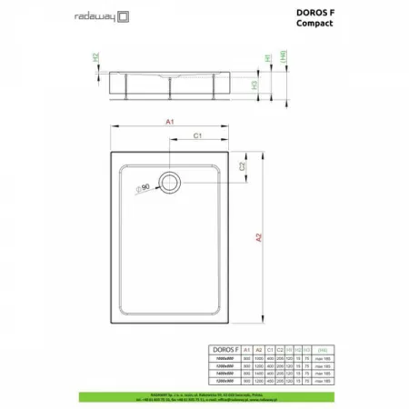 Душевой поддон Radaway Doros F Compact 120x80 SDRFP1280-05