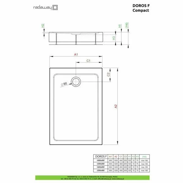 Душевой поддон Radaway Doros F Compact 100x80 SDRFP1080-05