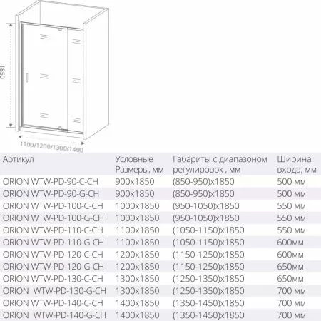 Душевой уголок Good Door ORION WTW-PD+SP-G-CH 90х80