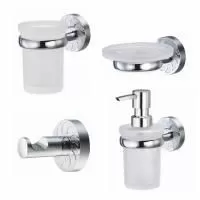 Комплект аксессуаров для ванной комнаты WasserKRAFT Isen (подстаканник, мыльница, дозатор, крючок)