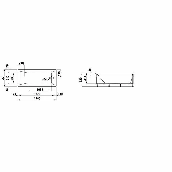 Акриловая ванна Laufen Pro 170x75 2319560000001