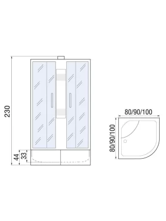 Душевая кабина River NARA Б/К XL 90/44 MT 900х900х2230мм
