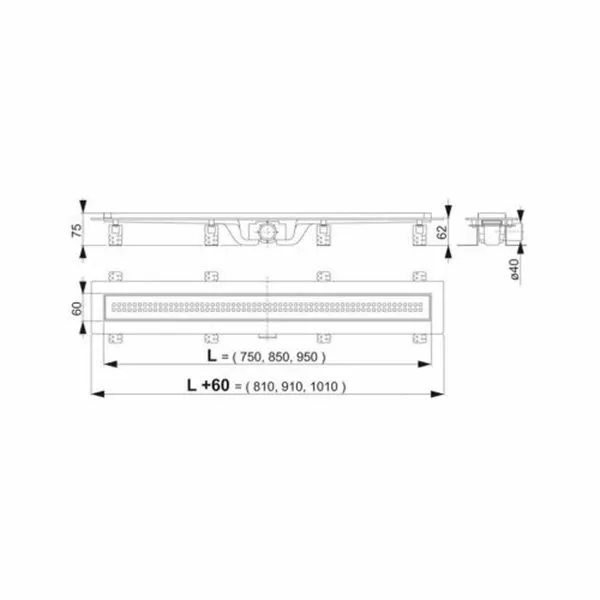 Душевой лоток AlcaPlast APZ9-Simple 850 с решеткой и опорами