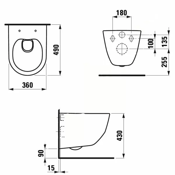 Унитаз подвесной безободковый укороченный Laufen Pro 820965 с крышкой для унитаза Soft Close 896951