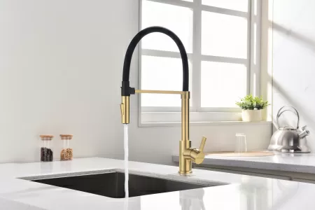Смеситель для кухни Paulmark HALT Ha214021-SBG, светлое брашированное золото