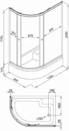 Душевое ограждение Triton Грэй B1 120*80 правый Тонированные