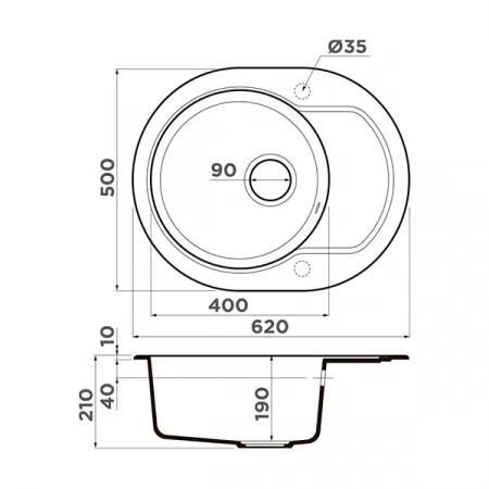 Кухонная мойка Omoikiri Manmaru 62-GR Artgranit leningrad grey 4993353