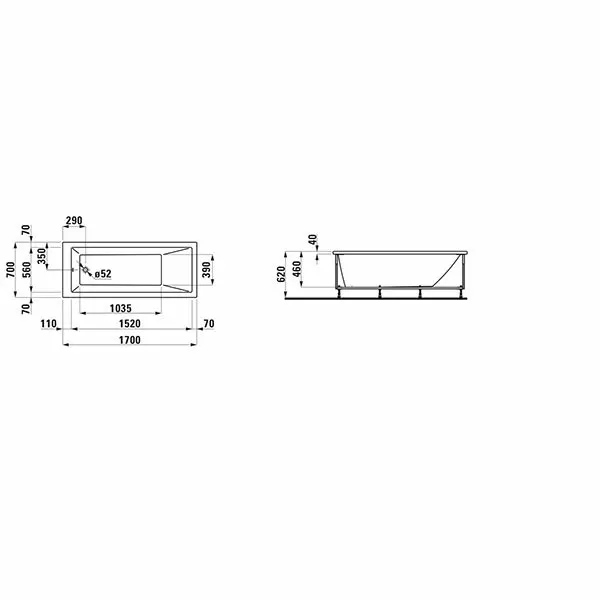 Акриловая ванна Laufen Pro 170x70 2309550006151