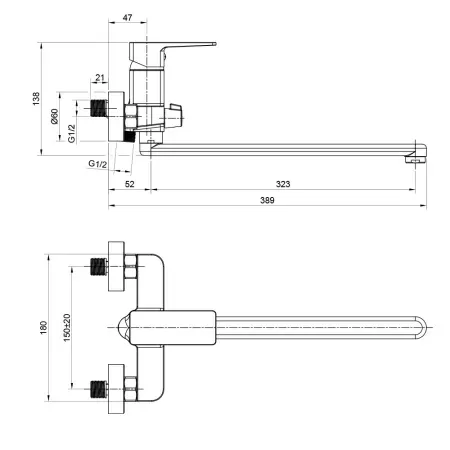 Смеситель для ванны WesnaArt NARCIS NAR06-320BL-25221, черный