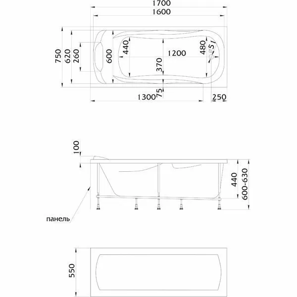 Ванна Marka One DIPSA 170x75 с каркасом