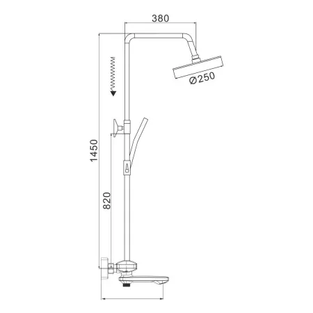 Душевая система Rose R3936T, оружейная сталь