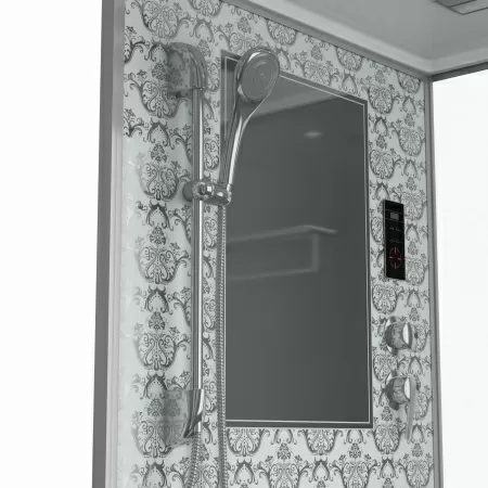 Душевая кабина Niagara Luxe NG-7714W (100x90х215) низкий поддон(15см),дверь распашная,стенки серебро,5 мест