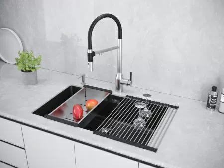 Мойка Paulmark LUMI 74 UNI LU74-BLM 740х460х210 мм, IT-GRANIT, черный металлик