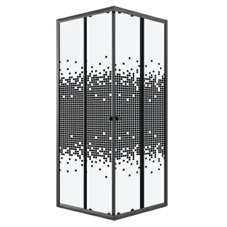 Душевое ограждение Niagara Eco NG-1009-14QBLACK (90х90х190) квадрат,раздвижное,черный,стекло мозаика,1 место