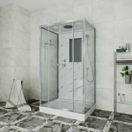 Душевая кабина Niagara Luxe NG-7772QM (120x90х210) низкий поддон(15см),дверь раздвижная,стенки мрамор,4 места