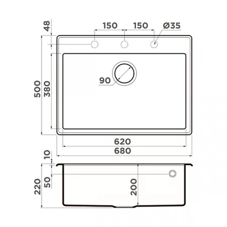 Кухонная мойка Omoikiri Tedori 68-DC Tetogranit темный шоколад 4993968