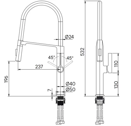 Смеситель для кухни Paulmark Barrel Ba214029-BS, брашированная нержавеющая сталь
