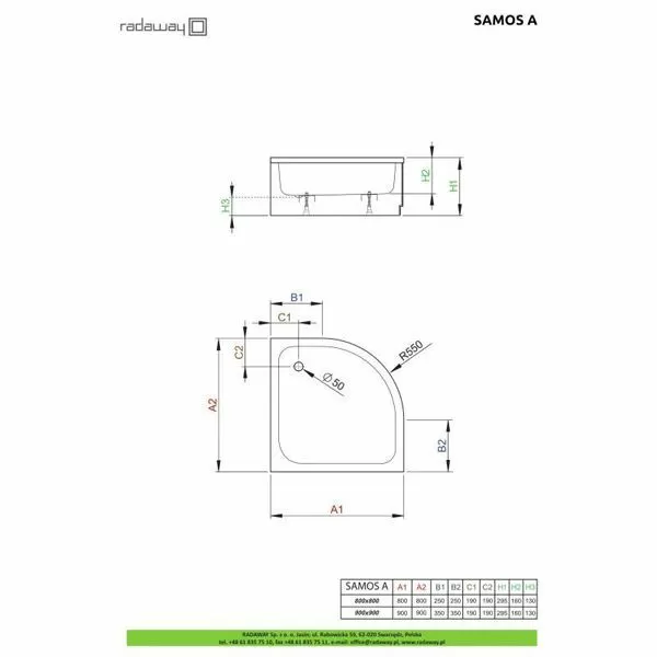 Душевой поддон Radaway Samos A 90x90 4S99300-03