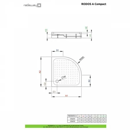 Душевой поддон Radaway Rodos A Compact 90x90 4P99155-03