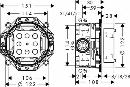Скрытый механизм Hansgrohe iBox Universal 01800180
