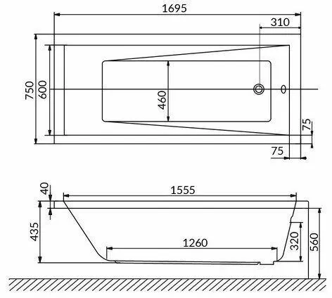 Акриловая ванна Excellent Wave 170x75 WAEX.WAV170.75WH с ножками NWE-68