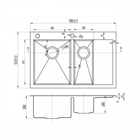 Мойка ZorG INOX RХ 5178-2 L