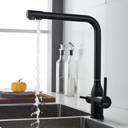 Смеситель для кухни с подключением фильтра Shevanik S248H, черный