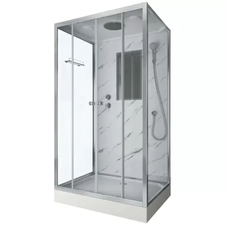 Душевая кабина Niagara Luxe NG-7772QM (120x90х210) низкий поддон(15см),дверь раздвижная,стенки мрамор,4 места