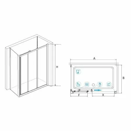 Душевой уголок RGW CL-40-1 (CL-11 + Z-060-1) 100х90 040940109-011 стекло прозрачное