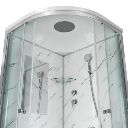 Душевая кабина Niagara Luxe NG-7702M (100x100х210) низкий поддон(15см),дверь раздвижная,стенки мрамор,3 места