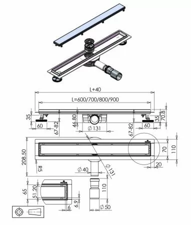 Душевой трап Roxen Supra 91020-40 400x70x70