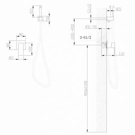 Смеситель ABBER Daheim AF8225NG с гигиеническим душем, никель