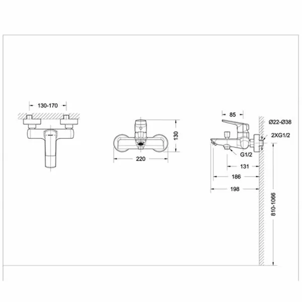 Смеситель для ванны Bravat Real F6121179CP-01