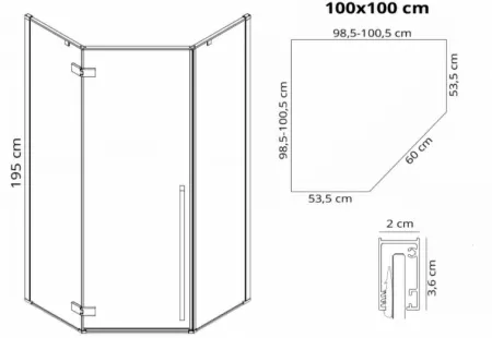 Душевой уголок Rea Diamond Black 100x100 K5623