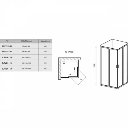 Душевая дверь Ravak Blix BLRV2K-100 блестящий + стекло грапе 1XVA0C00ZG