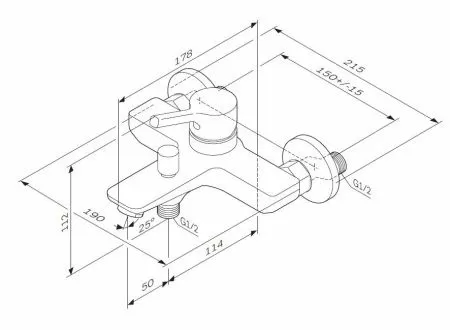 Смеситель для ванны и душа AM.PM X-Joy F85B10000