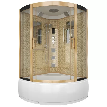 Душевая кабина Niagara Luxe NG-7744G (120x120х215) высокий поддон(50см),дверь раздвижная,стенки золото,4 места