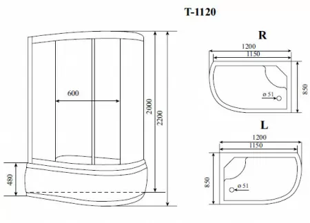 Душевая кабина Timo Comfort T-8820 P L Fabric Glass 120x85x220