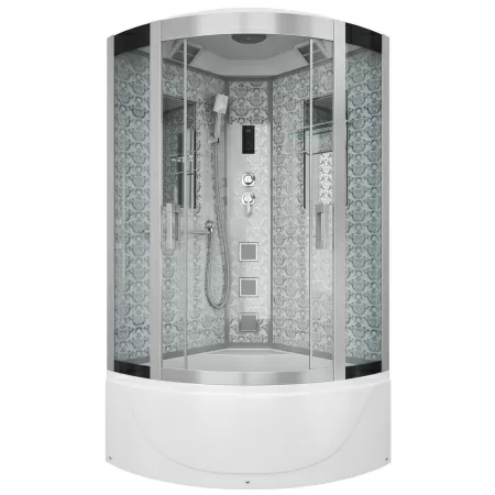 Душевая кабина Niagara Luxe NG-7710W (100x100х215) высокий поддон(45см),дверь раздвижная,стенки серебро,4 места